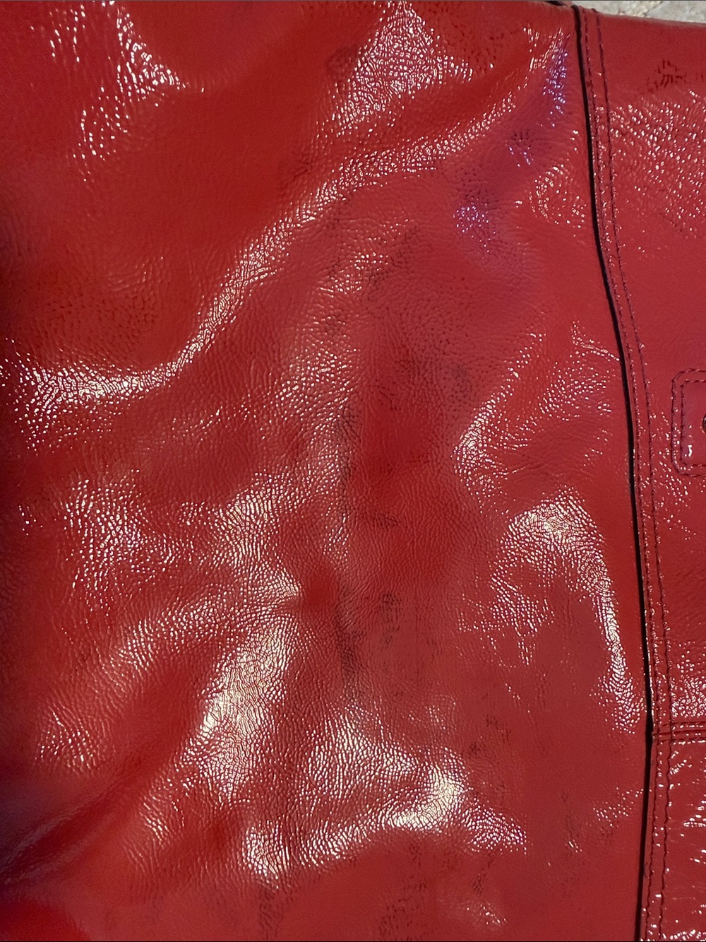 Coach Red Patent Leather Tote with Embossed Signature Circle - Picture 6 of 13